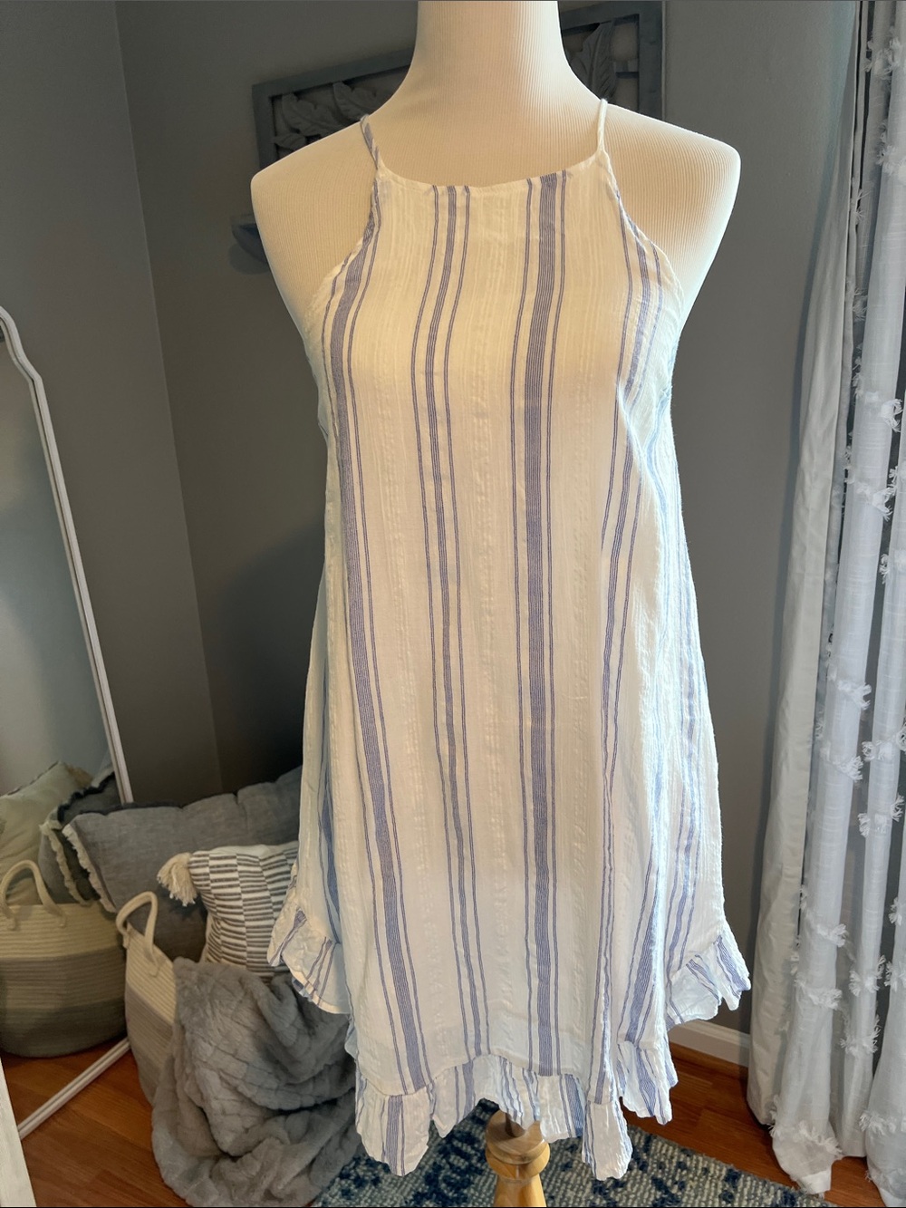O’Neill Light Blue Stripe Halter Sundress Size Small